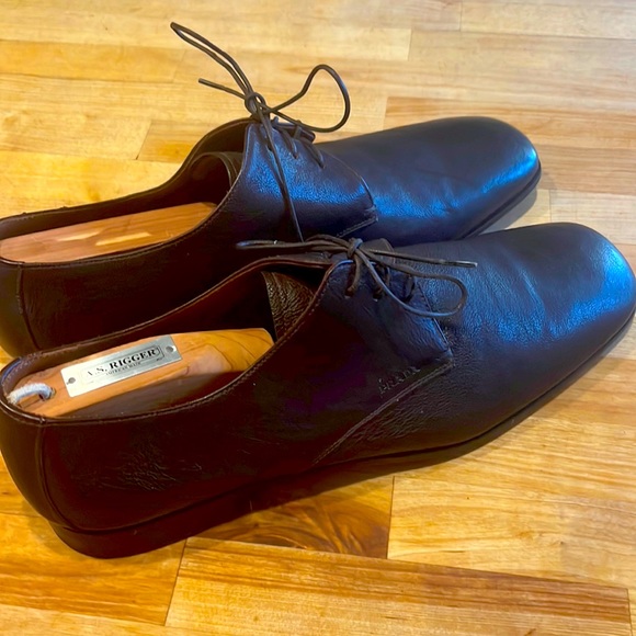Prada Chestnut Brown Mens Leather Shoes - Picture 1 of 6
